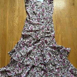 Cleobella Floral Tiered Maxi Dress in Purple and Cream